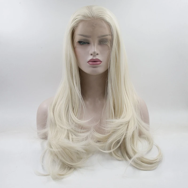 Fantasy Beauty Natural Looking White Blonde Lace Front Wigs for Cosplay