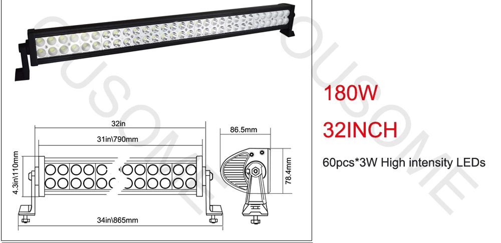 straight double rows led light bar (2)