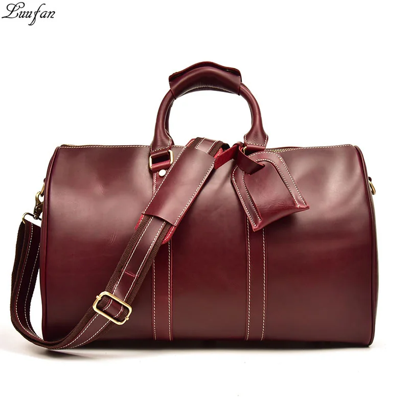 Buy Women Genuine leather Travel bags Red 18" large