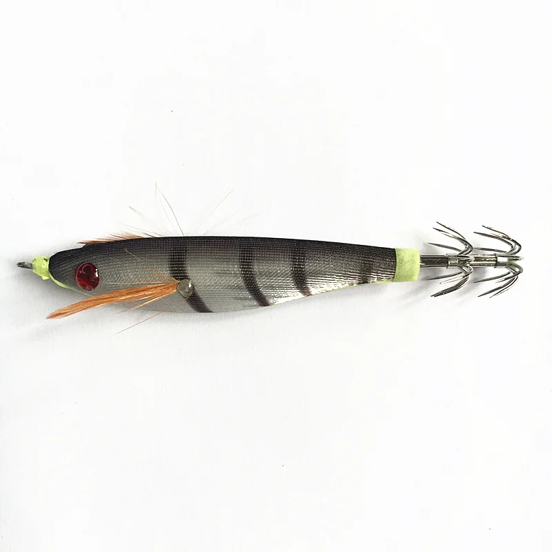 

1Pcs 10CM 10G Artificial Round Belly Wood Shrimp Squid Jigs Hard Bait Jigging Squid Hook Trout Lure Fishing Tackle