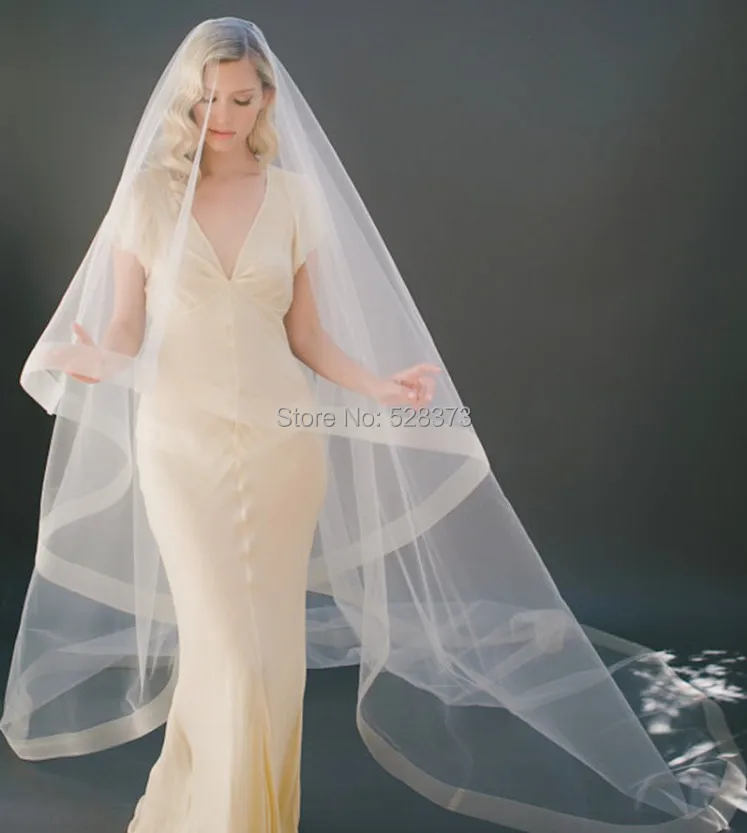

YNQNFS WV3 Chic Single Layer Bone Edge 3m Long Cathedral Wedding Veil Birdcage Bridal Veils 2019