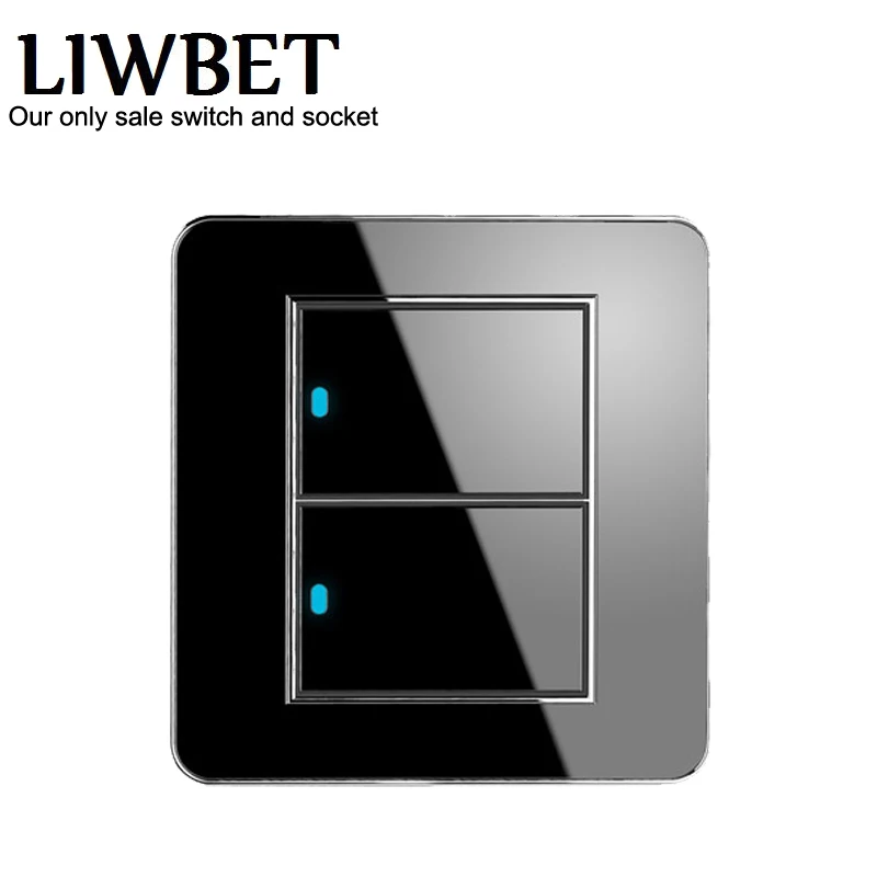 

Hot Sale Manufacturer Push Button Random Click 16A LED Indicator Luxury Wall Light 2 Gang 2 Way Switch