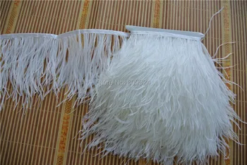 

Free Shipping- 10 yards WHITE ostrich feather trimming fringe on Satin Header 6-7inch in width for weddings