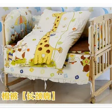 Промо-акция! 6 шт., комплект постельного белья для малышей с изображением медведя, детская кроватка, хлопок, Детская постельное белье(3 бампера+ матраса+ подушка+ пододеяльник