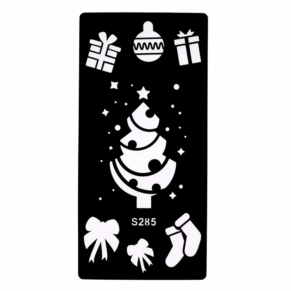 6 Pieces Tattoo Henna Stencil Christmas Tree Santa Claus Pattern Airbrush Painting Body Art Tattoo Stencil New Year Gift S200#13 (6)