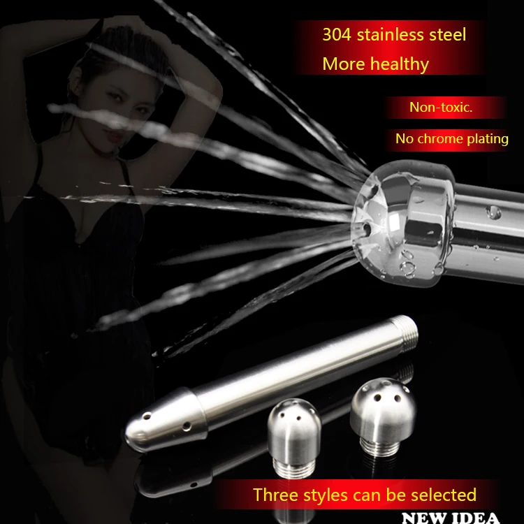 Stainless Steel Shower Enema Water Nozzle 3 style Plug Head Enema Anal Cleaning Sex Toy