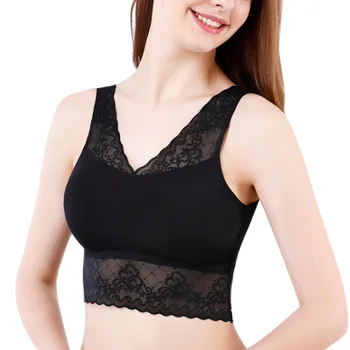 

Women Lace Bra Underwear V Neck Breathable Slim Fit Push Up Female Brassiere HSJ88