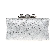 Благородная Серебряная китайская женская Свадебная вечерняя сумка, клатч, сумочка Mujeres Bolso стильные вечерние сумочки для невесты 4017B