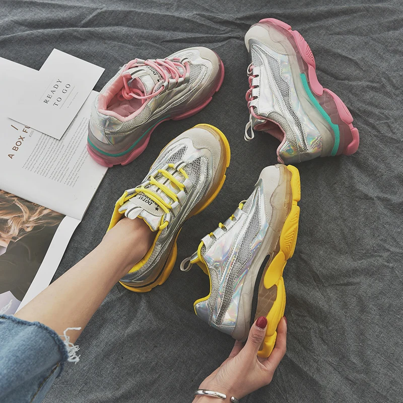 

Women Shoes Spring White Shoes Sneakers Women Fashion Brand Retro Platform Shoes Ladies Footwear Breathable Mesh Sneakers
