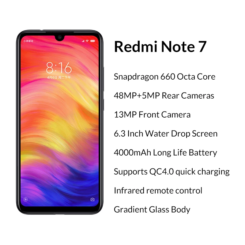 Продажа Глобальная версия Xiaomi Redmi Note 7 4 GB 64 GB Snapdragon 660 48MP + 13MP двойной Камера 6,3 полный Экран 4000 mAh 4G LTE смартфон оты