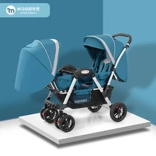 Детская коляска для близнецов, двойная, 4 бегуна, подвесная, складная, детская коляска