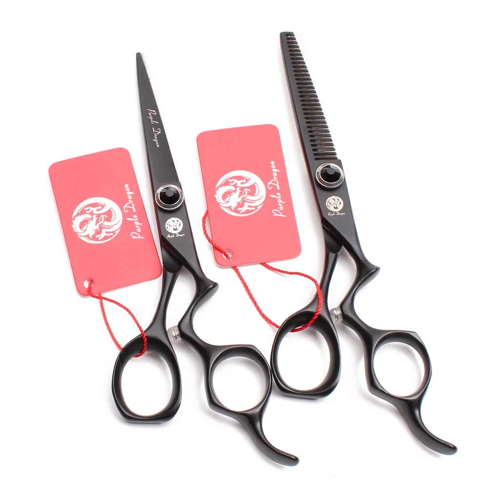 

Z9016 5.5" 16cm 440C Purple Dragon Black Barber Scissors Cutting Shears Thinning Scissors Haircut Set Professional Hair Scissors