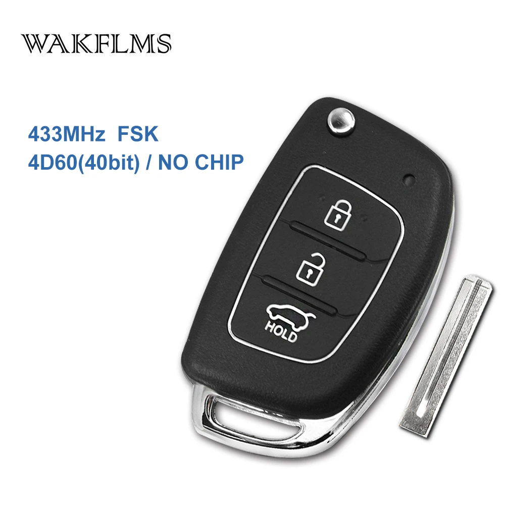 

3 btns Remote Flip Car key 433hz For HYUNDAI Santa Fe IX45 with 4D60(40bit) CHIP