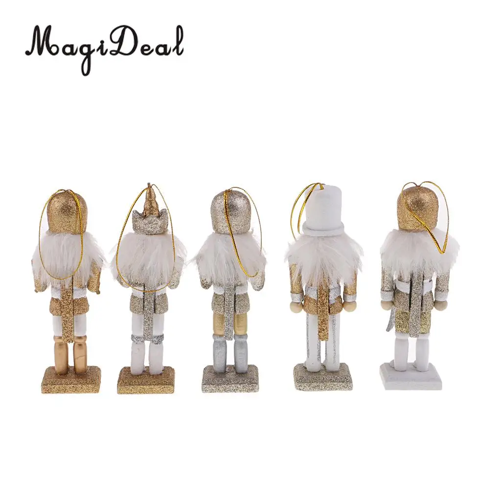 10Pcs 12cm Wooden Nutcracker Solider Figure Model Puppet Doll Handcraft for Children Gifts Christmas Home Office Decor Display