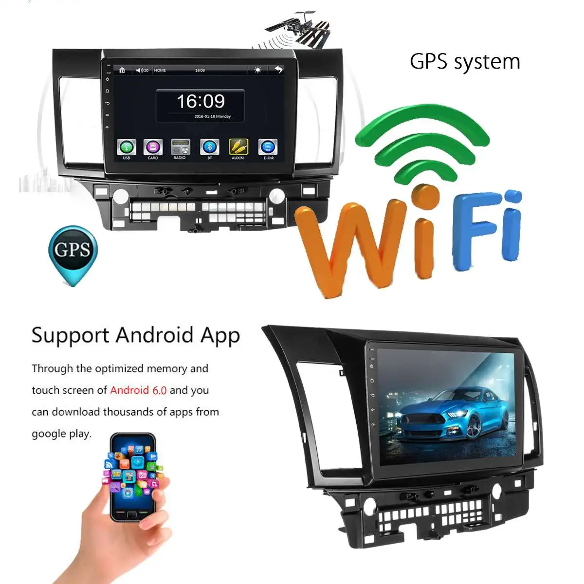 Perfect 10.2 Inch Two-strand for Android 6.0 Car Media Player Car GPS MP5 MP3 Stereo Navigation Radio Player For Mitsubishi for Lancer 4
