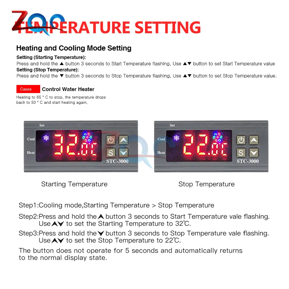 STC-3000 DC 12V 24V AC 110V-220V LED Digital Temperature Controller  Thermoregulator thermostat Control With Heater Cooler Sensor - AliExpress  Tools