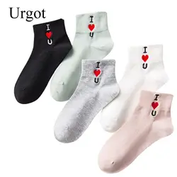 Urgot/5 пар женских носков весна лето женские короткие цилиндрические алфавитные хлопковые носки с буквенной вышивкой Женские носки Meias