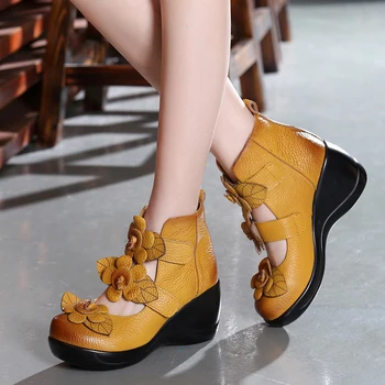 

SONDR wedges shoes for women high heels platform closed toe sandals genuine leather chaussures femmes nouveau 2019 sandali donna