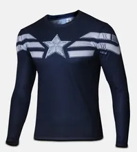 High Quality NEW 2016 Marvel Captain America 2 Super Hero Lycra Compression Tights Jersey new T Shirt Men Fitness Clothing