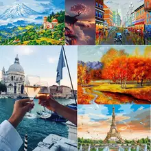 NewLandscape Набор для рисования по номерам с экологически чистой акриловой краской и высокоэластичной кисточкой Настенный декор