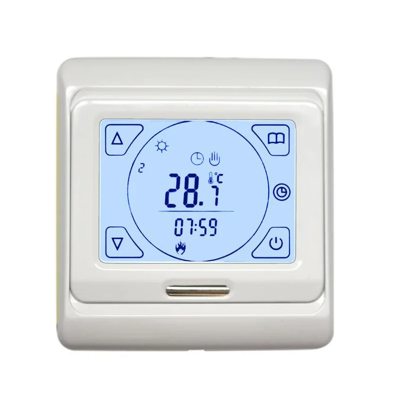 

Weekly programming thermostat touch screen dual temperature dual control thermostat for warm floor electric heating controller