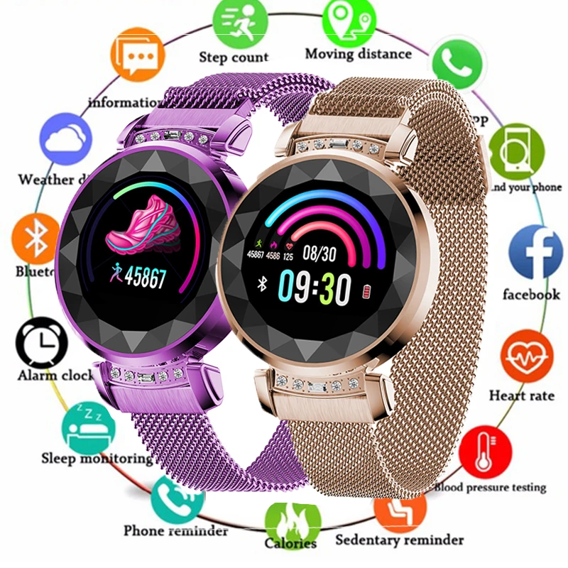 Smart Watch Women Heart Rate Blood Pressure Fitness Pedometer Female Cycle Waterproof Smartwatch Reloj SmartBracelet Luxury Band