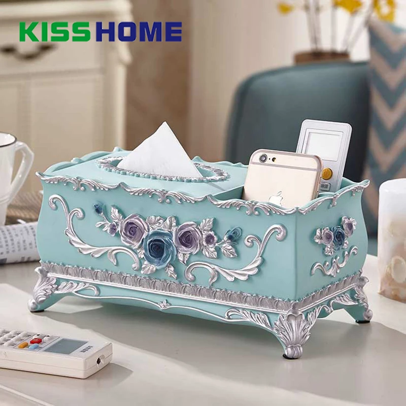 

Resin Tissue Box Universal Luxury European Paper Rack Ashtray Case Toothpick Cotton Swab Boxes Storage Holder Table Accessories