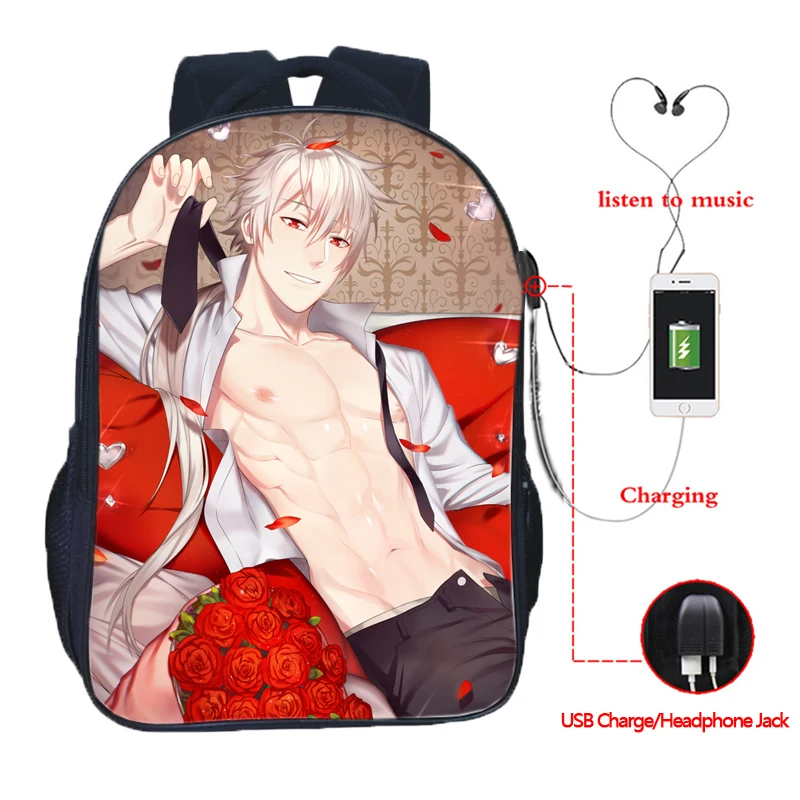 Mystic Messenger USB зарядный рюкзак школьные сумки для студентов красивые мальчиков и