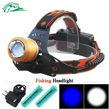 Белый и синий светодиодный налобный фонарик с линзой CREE Q5 светодиодный лампы масштабируемый светодиодный налобный фонарь Фонари Перезаряжаемые 18650 Спорт Охота головная лампа