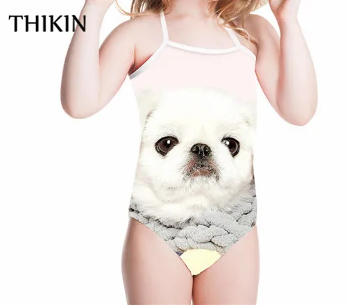 Y0476BS THIKIN цельные купальники для девочек Купальники для детей Kawaii с принтом собаки детский купальный костюм Bandean бикини Спортивная пляжная одежда - Цвет: Y0476BS