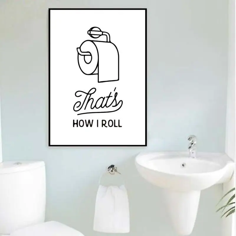 RECYCLED PAGE TOILET WALL ART PRINT QUOTE NOVELTY PICTURE THAT'S HOW I ROLL 