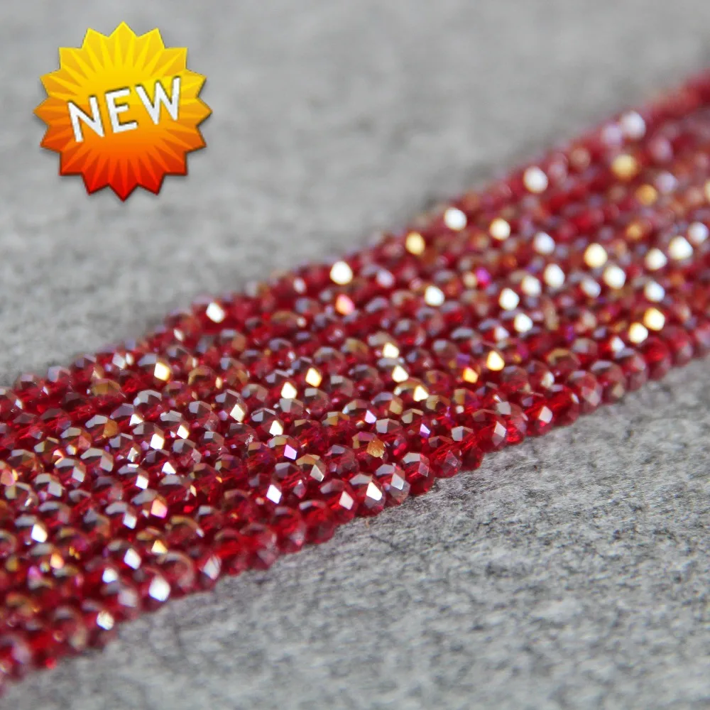 New For Necklace&ampBracelet 3*4mm Faceted Red AB+ Colorful Glass Crystal Beads Stone Loose 15inch DIY Fashion Jewelry Making | Украшения и