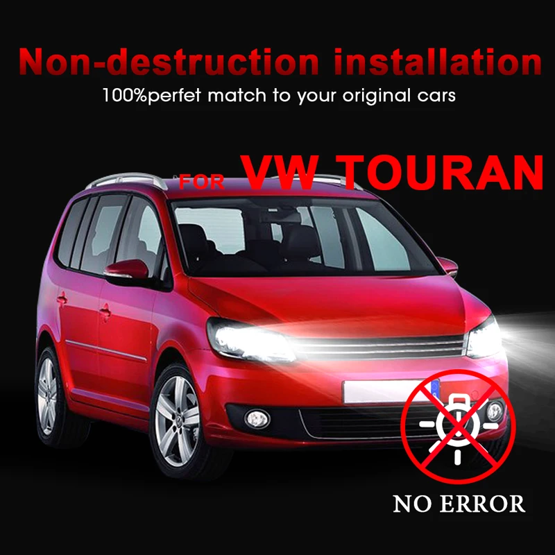 Для VW TOURAN HLXG 2 шт H7 светодиодный 360 фар Conversion Kit лампы 72 W 10000LM с вентилятором высоких или низких с декодером Canbus 6000 k