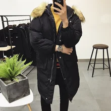2017 Winter Men’s Korean Style Bread Coat Clothes Casual Cotton-padded Thicken Long In Warm Solid Color Parka Snow Jackets M-XL