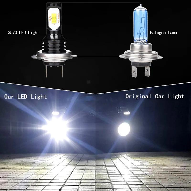 Катур 72 Вт H7 светодиодные лампы для автомобилей, бегущих вождения, противотуманные фары 3570 Led супер яркий 6000 K белый авто освещение Canbus без