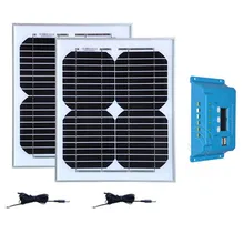 2Pcs 10W 12v Solar Panel Monocrystalline Solar Charge Controller 12v/24v 10A Solar Home System Camping Caravan Car Motorhome 2Pcs 10W 12v Solar Panel Monocrystalline Solar Charge Controller 12v/24v 10A Solar Home System Camping Caravan Car Motorhome