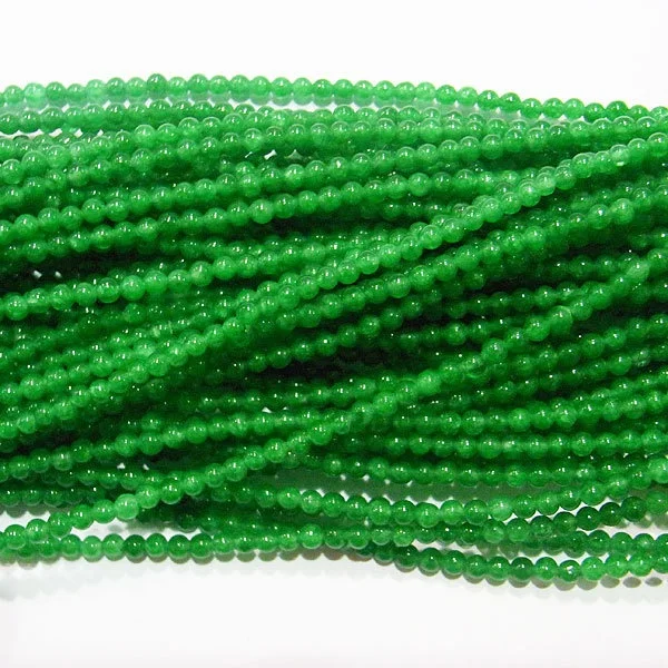 

100PCS 2mm Round green Jades Beads
