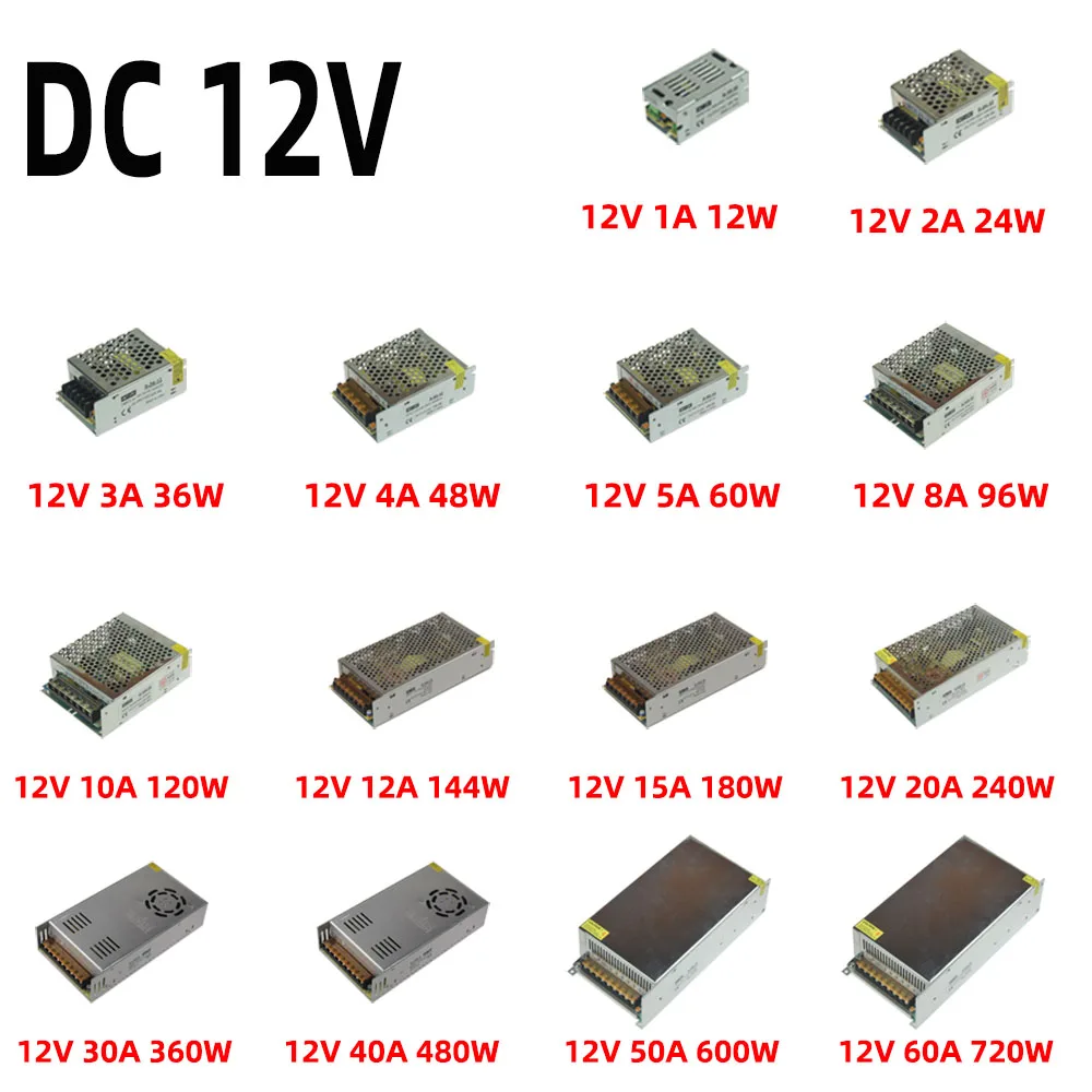 AIFENG Lighting Transformers DC 5V 12 V 24V 48V Power Supply dc12v 1A 2A 3A 4A 5A 6A 8A 10A 15A 20A 30A LED Driver Power Adapter