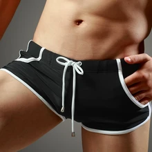 Летние полосатые плавки с принтом, черные мужские шорты размера плюс, мужские эластичные шорты для купания