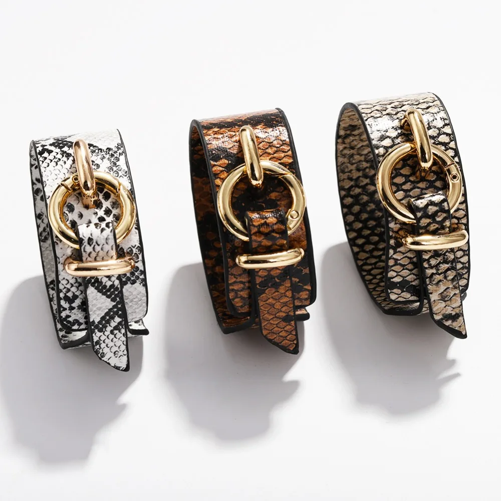 Винтажный дизайнерский круглый кожаный браслет Vedawas из змеиной кожи для женщин Модный Золотой металлический браслет& Браслеты вечерние подарки xg3292