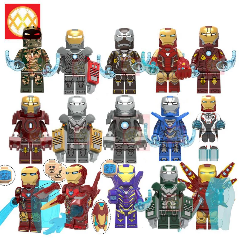 

Building Blocks Iron Man Tony Stark Armor Mark 25 29 War Machine Pepper Potts Avengers Super Heores Bricks Kit Toys Boys Gifts