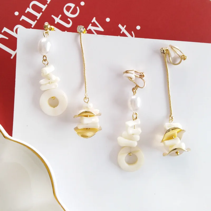 

Irregular Shell Clip on Earring Asymmetric Daily Fashion No Hole Earring Cheap Jewelry
