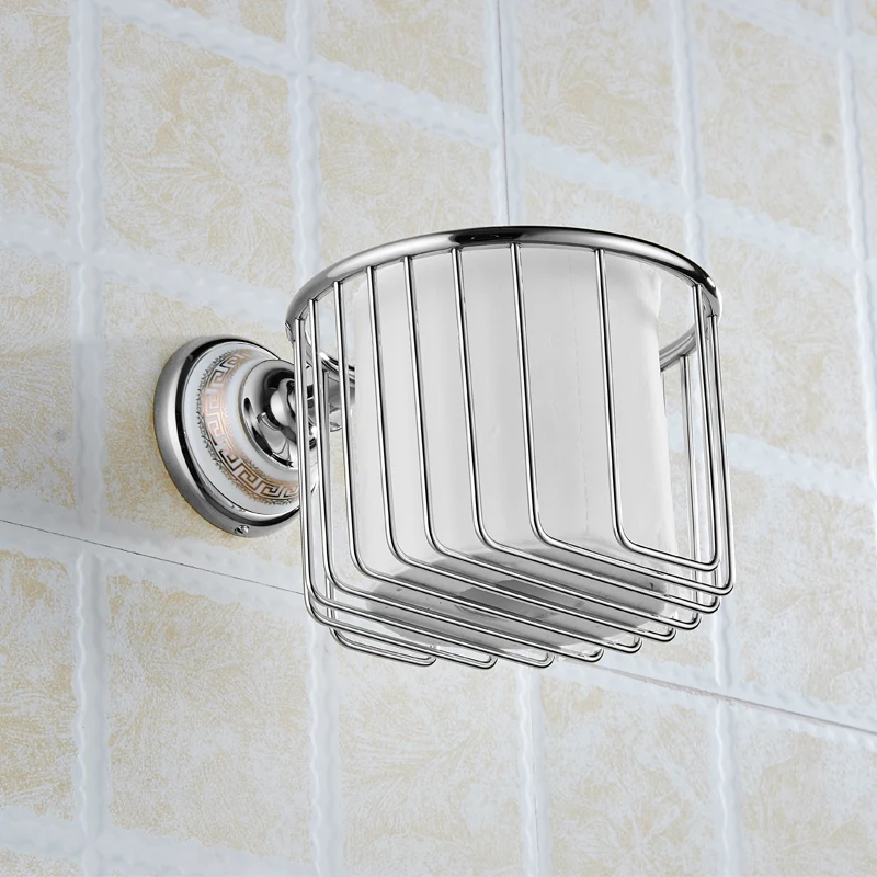 Toilet Paper Holder Gold Brass Ceramic Paper Towel Holder Rack Wall Mounted Luxury Bathroom Tissue Roll Paper Holder Decorative