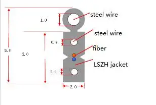 FTTH оптоволоконный отводной кабель, 1 ядро, черный цвет, LSZH, уличное использование, с 3 сталями, 1000 м/рулон