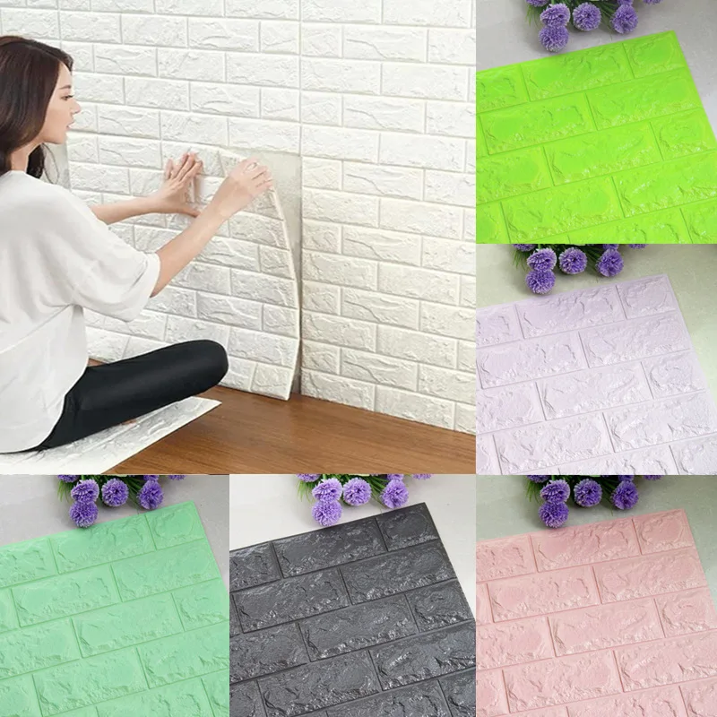 

3D Stone Brick Wall Sticker DIY Wall Decor Embossed Brick Stone Stickers For Home Decor Livingroom Decal Self-Adhesive Wallpaper
