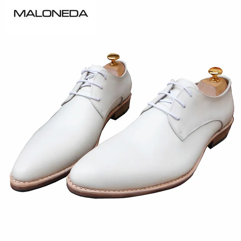Color Gran Blanco A Los Zapatos Mano Goodyear Welted Hombres Tamaño Genuino Con Nuevo Medida Formales De Hecho Vestir Boda Maloneda Cuero tzqFw8vw