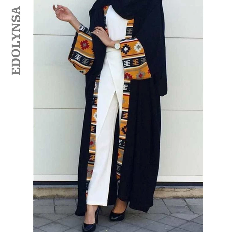 Черное Розовое Кимоно с открытой передней частью Abaya в Дубае Платье макси