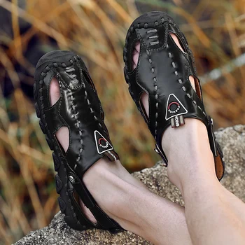 

20 New Fashion Rome Men Shoes Leather Soft Men Casual Shoes Gladiator Sandals Flats Creek Shoes Summer Beach Plus size Sandals