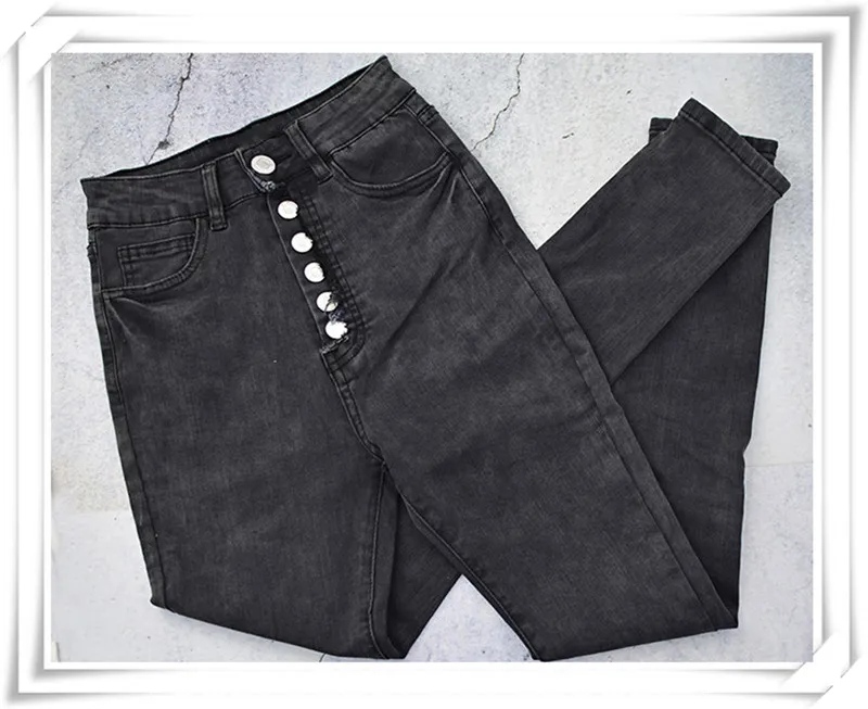 European and American women's wear high-waisted black super stretch acid-washed jeans and short leg trousers cross border women's wear (8)