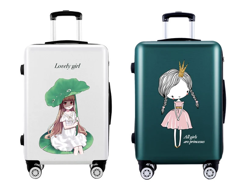 Новая детская Милая Высококачественная сумка для багажа на колесиках 20, 22, 24, 26 дюймов, розовая сумка для девочек, брендовая дорожная сумка в стиле аниме, чемодан на колесиках